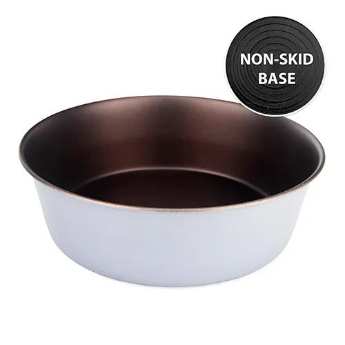 DOG BOWL STAINLESS STEEL NON-SKID - GREY & COPPER