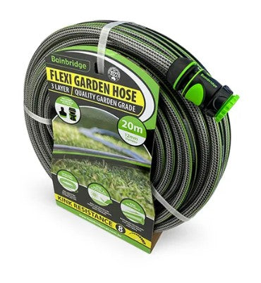 FLEXI GARDEN HOSE W FITTINGS - 3 LAYER - 12mm x 20m