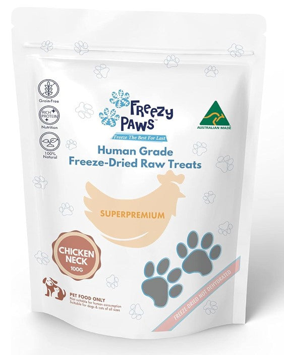 FREEZY PAWS FREEZE DRIED RAW TREATS CHICKEN NECK 100G