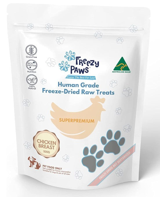 FREEZY PAWS FREEZE-DRIED RAW TREATS CHICKEN BREAST 100G