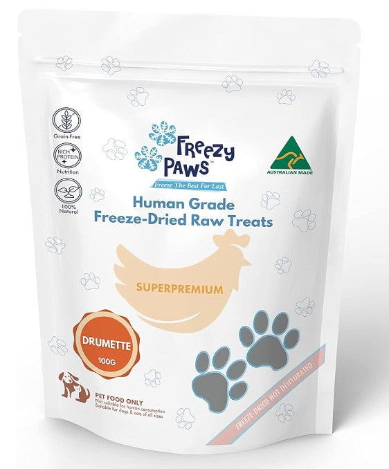 FREEZY PAWS FREEZE-DRIED RAW TREATS DRUMETTE 100G