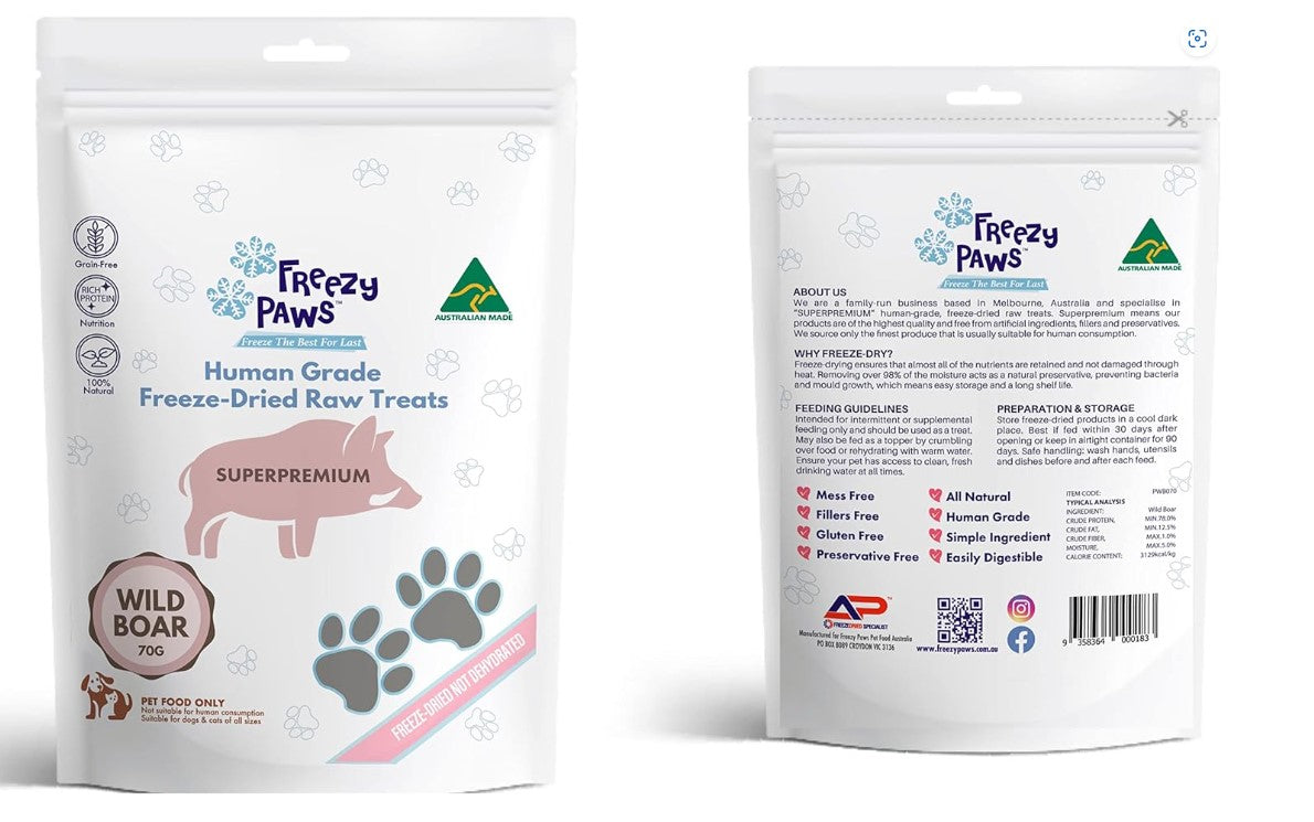 FREEZY PAWS FREEZE-DRIED RAW TREATS WILD BOARD 70G