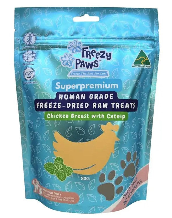 FREEZY PAWS FREEZE-DRIED RAW TREATS CHICKEN BREAST WITH CATNIP